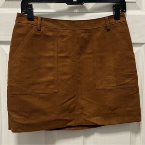 Hinge Womens A-Line Suede Y2K Mini Skirt XSmall‎ Brown